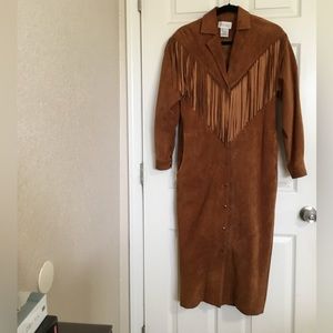 Pia Rucci Light Brown Genuine Leather Long Fringe Coat Size 6